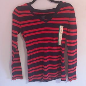 Preppy Striped V-Neck Tee